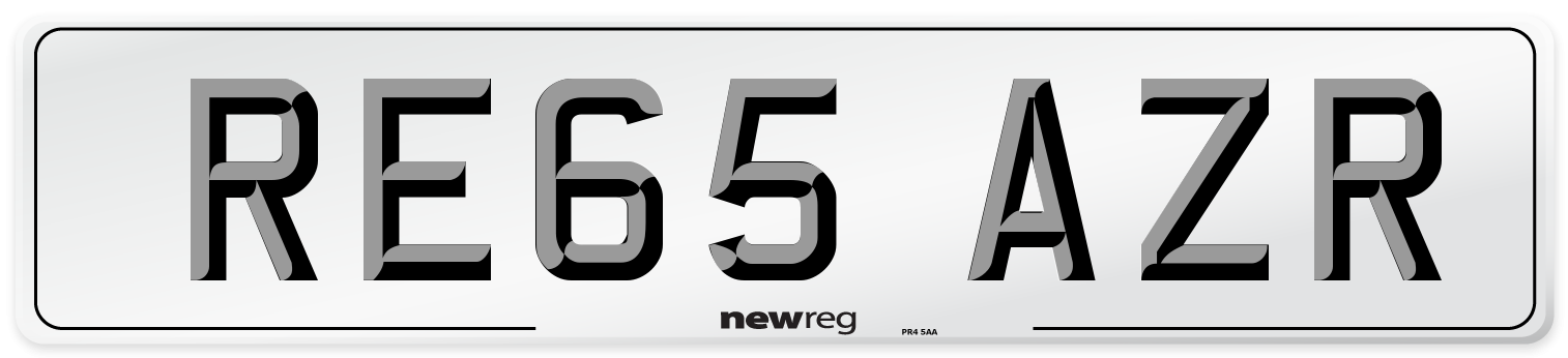 RE65 AZR Number Plate from New Reg